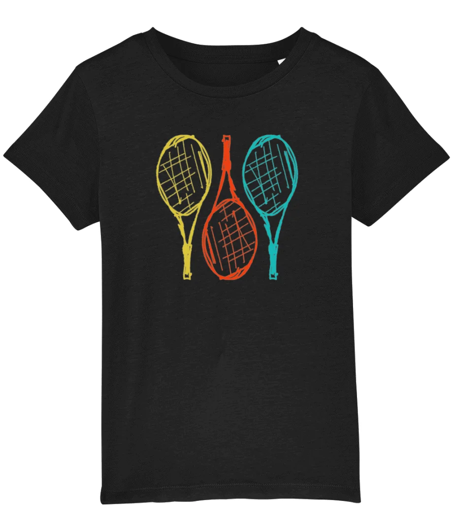 Kids Tennis Rackets Black T-shirt