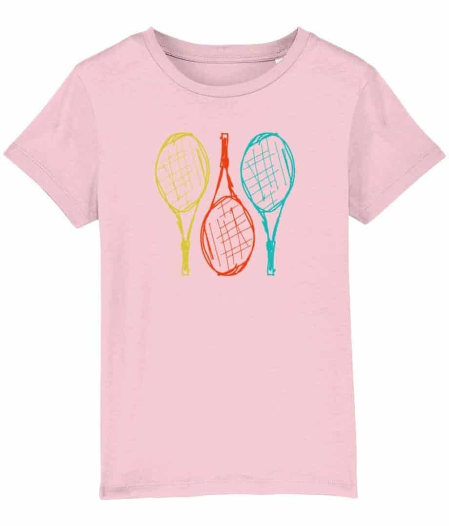 Kids Tennis Rackets Cotton Pink T-shirt