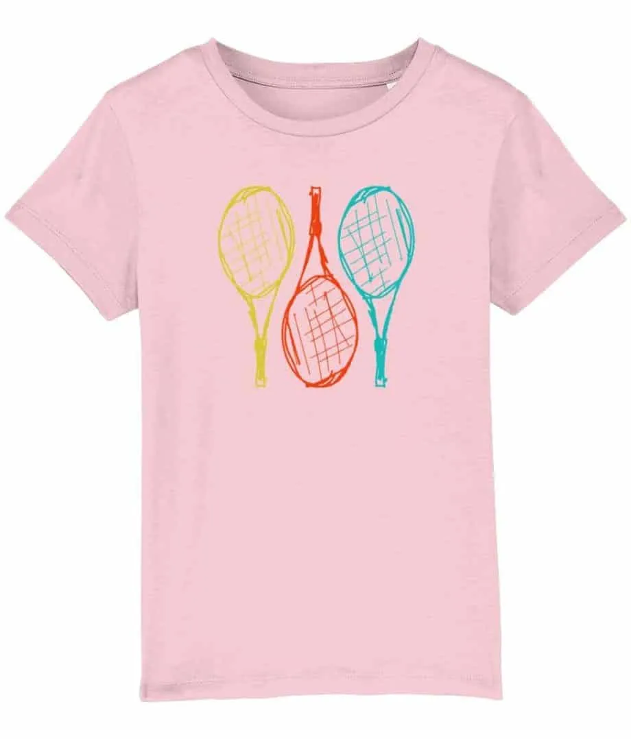 Kids Tennis Rackets Cotton Pink T-shirt