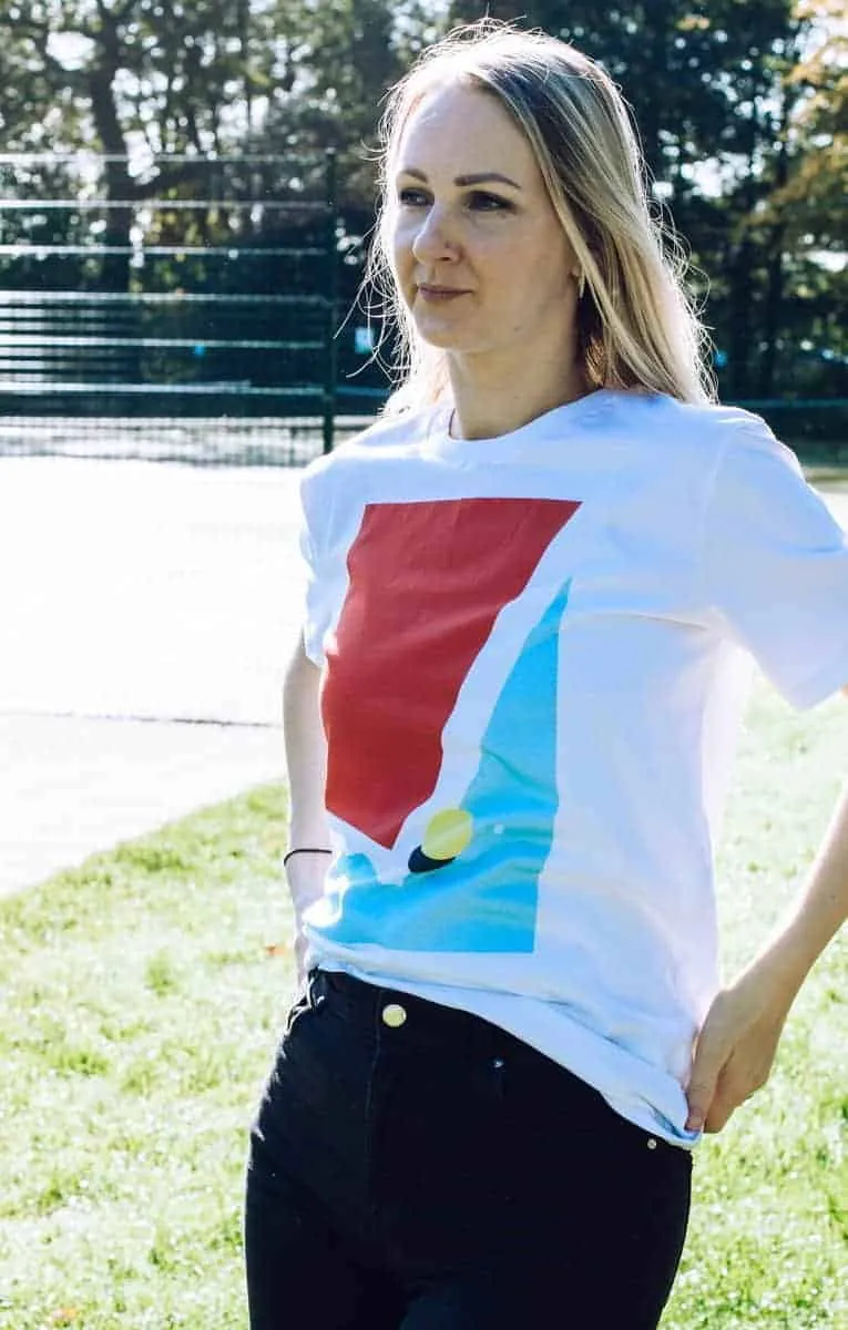 ON THE TOP | Tennis Inspired T-shirts Down The Line Tennis Shot White T-shirt