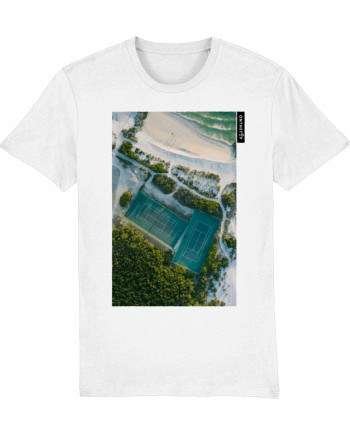 tennis courts by the ocean white t-shirt