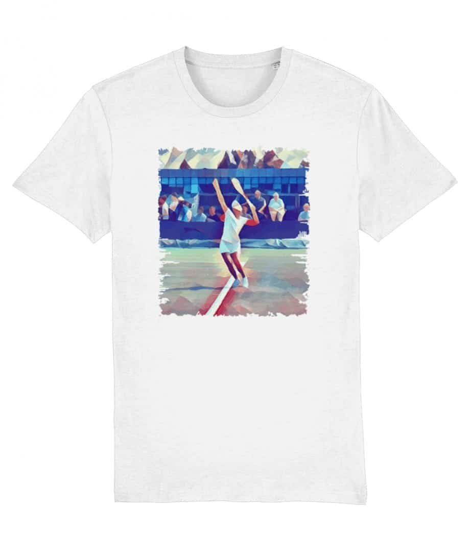 tennis serve white t-shirt